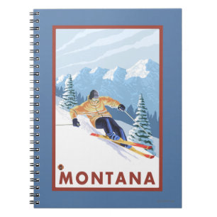 Downhhill Schnee-Skifahrer - Montana Notizblock
