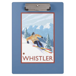 Downhhill Schnee-Skifahrer - Pfeifer, BC Kanada Klemmbrett