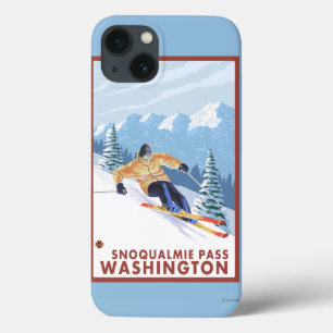Downhhill Schnee-Skifahrer - Snoqualmie Durchlauf, iPhone 13 Hülle