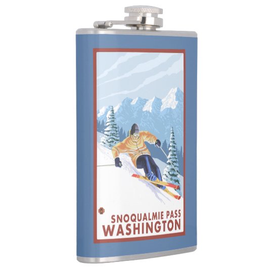 Downhhill Schnee-Skifahrer - Snoqualmie Durchlauf, Flachmann (Rechts)