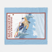 Downhhill Schnee-Skifahrer - Snoqualmie Durchlauf, Fleecedecke (Vorderseite (Horizontal))