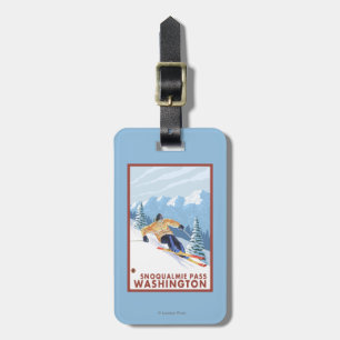 Downhhill Schnee-Skifahrer - Snoqualmie Durchlauf, Gepäckanhänger