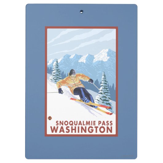 Downhhill Schnee-Skifahrer - Snoqualmie Durchlauf, Klemmbrett (Rückseite)