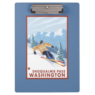 Downhhill Schnee-Skifahrer - Snoqualmie Durchlauf, Klemmbrett