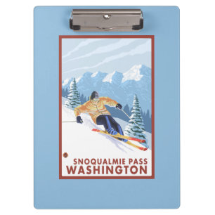 Downhhill Schnee-Skifahrer - Snoqualmie Durchlauf, Klemmbrett