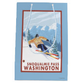 Downhhill Schnee-Skifahrer - Snoqualmie Durchlauf, Mittlere Geschenktüte (Rückseite)