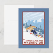 Downhhill Schnee-Skifahrer - Snoqualmie Durchlauf, Postkarte (Vorne/Hinten)