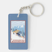 Downhhill Schnee-Skifahrer - Snoqualmie Durchlauf, Schlüsselanhänger (Rückseite)