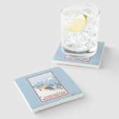 Downhhill Schnee-Skifahrer - Snoqualmie Durchlauf, Steinuntersetzer (Seitenansicht)