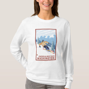 Downhhill Schnee-Skifahrer - Snoqualmie Durchlauf, T-Shirt