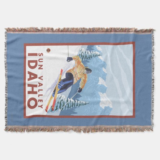 Downhhill Schnee-Skifahrer - Sun Valley, Idaho Decke (Vorderseite)