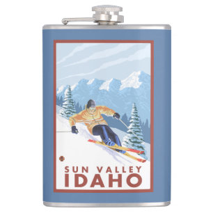 Downhhill Schnee-Skifahrer - Sun Valley, Idaho Flachmann