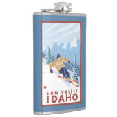 Downhhill Schnee-Skifahrer - Sun Valley, Idaho Flachmann (Rechts)