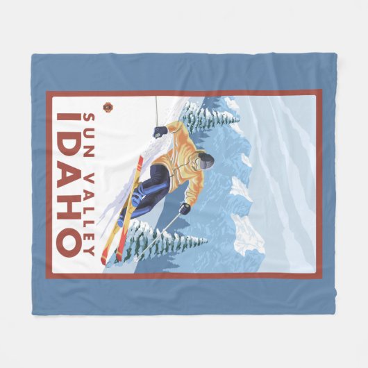 Downhhill Schnee-Skifahrer - Sun Valley, Idaho Fleecedecke (Vorderseite (Horizontal))