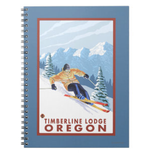 Downhhill Schnee-Skifahrer - Timberline-Häuschen, Notizblock