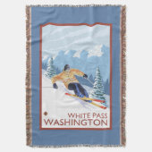 Downhhill Schnee-Skifahrer - weißer Durchlauf, Decke (Vorderseite Vertikal)