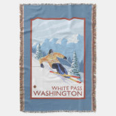 Downhhill Schnee-Skifahrer - weißer Durchlauf, Decke (Vorderseite Vertikal)