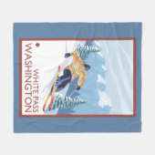 Downhhill Schnee-Skifahrer - weißer Durchlauf, Fleecedecke (Vorderseite (Horizontal))