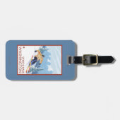 Downhhill Schnee-Skifahrer - weißer Durchlauf, Gepäckanhänger (Vorderseite horizontal)