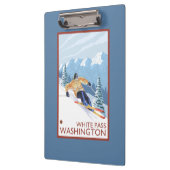 Downhhill Schnee-Skifahrer - weißer Durchlauf, Klemmbrett (Links)