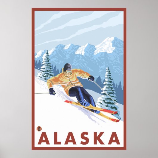 Downhhill Snow Skier - Alaska Poster (Vorne)