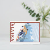 Downhhill Snow Skier - Alaska Postkarte (Stehend Vorderseite)