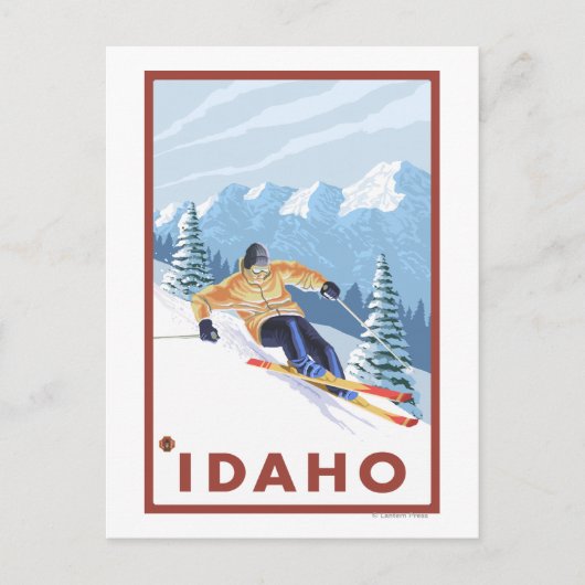Downhhill Snow Skier - Idaho Postkarte (Vorderseite)