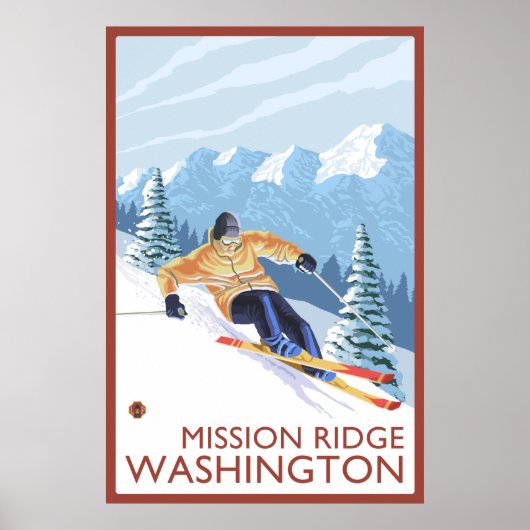 Downhhill Snow Skier - Mission Ridge, Washington Poster (Vorne)
