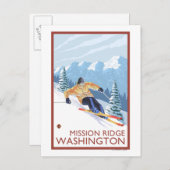 Downhhill Snow Skier - Mission Ridge, Washington Postkarte (Vorne/Hinten)