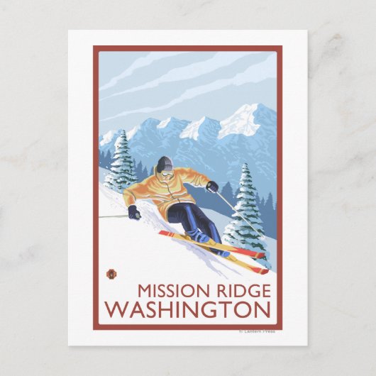 Downhhill Snow Skier - Mission Ridge, Washington Postkarte (Vorderseite)