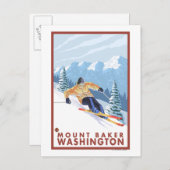Downhhill Snow Skier - Mount Baker, Washington Postkarte (Vorne/Hinten)