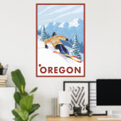 Downhhill Snow Skier - Oregon Poster (Heimbüro)