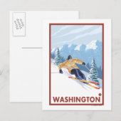 Downhhill Snow Skier - Washington Postkarte (Vorne/Hinten)