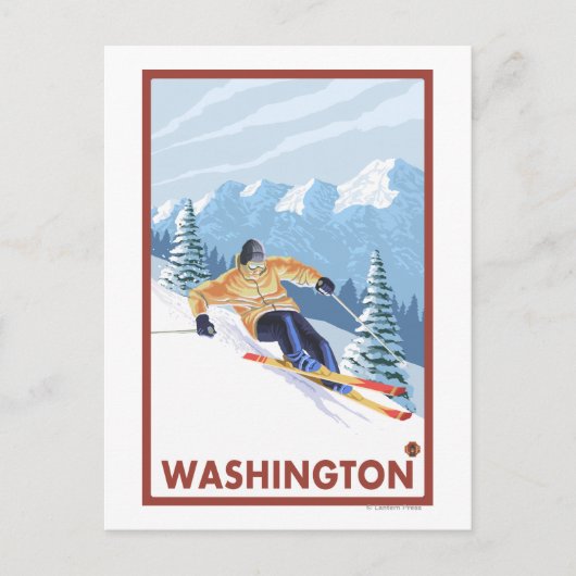 Downhhill Snow Skier - Washington Postkarte (Vorderseite)