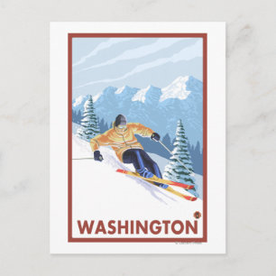 Downhhill Snow Skier - Washington Postkarte