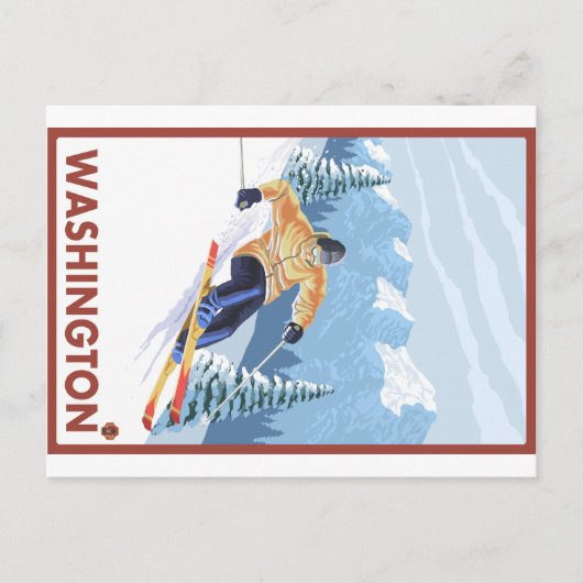 Downhhill Snow Skier - Washington Postkarte (Vorderseite)
