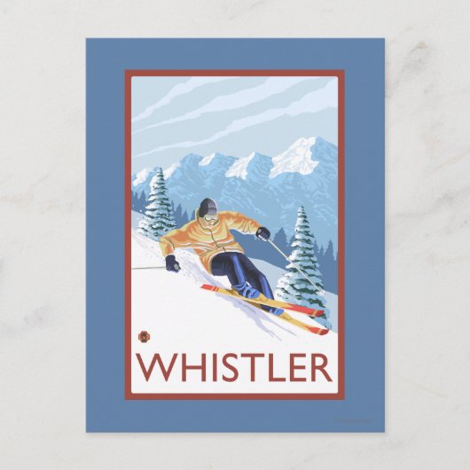 Downhhill Snow Skier - Whistler, BC Kanada Postkarte (Vorderseite)