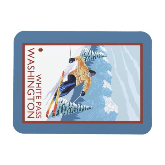 Downhhill Snow Skier - White Pass, Washington Magnet (Horizontal)