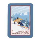 Downhhill Snow Skier - White Pass, Washington Magnet (Vertikal)