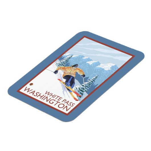 Downhhill Snow Skier - White Pass, Washington Magnet (Linke Seite)