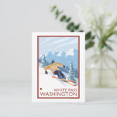 Downhhill Snow Skier - White Pass, Washington Postkarte (Stehend Vorderseite)