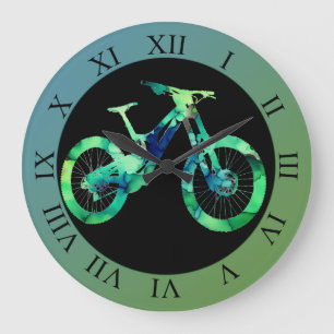 Downhill Bike Offroad Sport Xtrem Wasserfarben Mtb Große Wanduhr