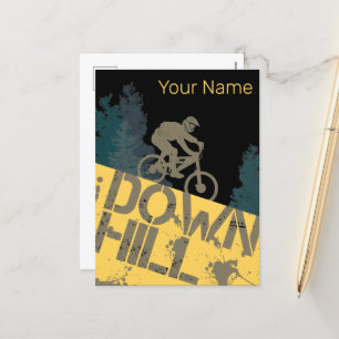 Downhill-Fahrradfahrer für Dirt und Fahrrad Vintag Feiertagspostkarte