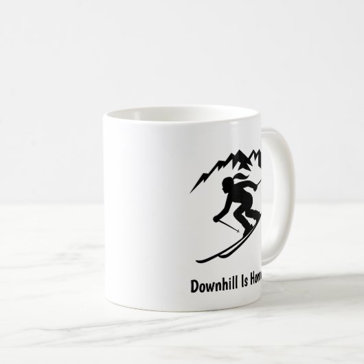 "Downhill Is Home" Kaffeetasse (VorderseiteRechts)