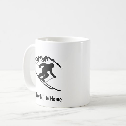 "Downhill Is Home" Kaffeetasse (Vorderseite Links)