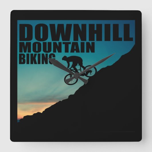 Downhill MTB Quadratische Wanduhr (Vorderseite)