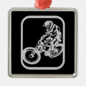 Downhill MTB Silbernes Ornament (Vorne)
