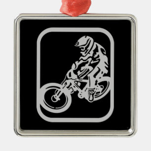 Downhill MTB Silbernes Ornament