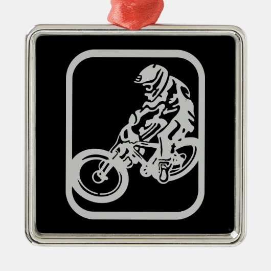 Downhill MTB Silbernes Ornament (Vorne)