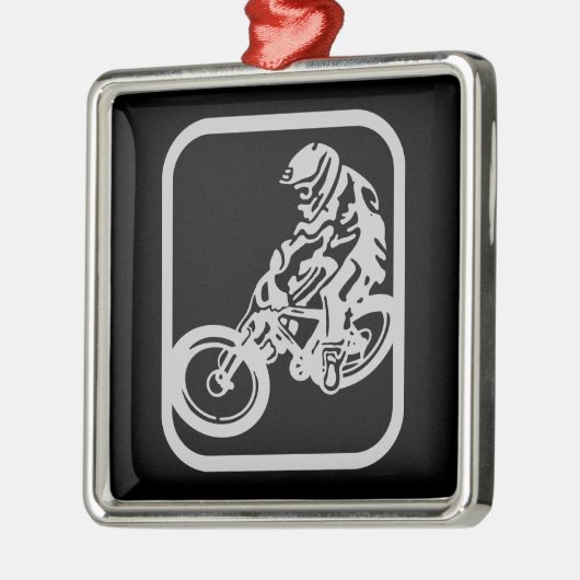 Downhill MTB Silbernes Ornament (Links)